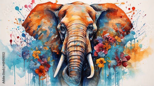 Charming elephant in a delightful artistic watercolor style majestic animal. Generative AI © artbot