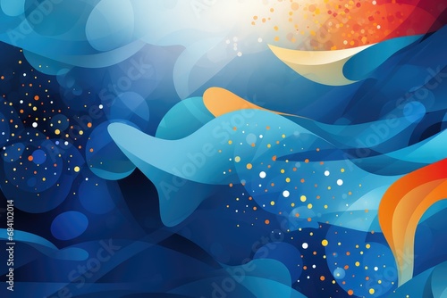 Abstract background with blue waves and bokeh for Australia Day.  photo