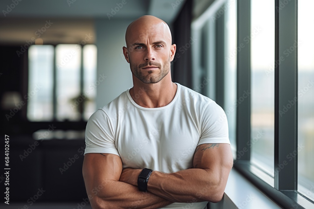 Man With Oblivious Expression In Modern Apartment - obrazy, fototapety, plakaty 