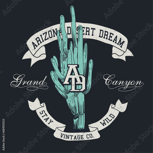  Arizona Desert Dream Slogan Print, Stay Wild. Grand Canyon College text print, varsity t-shirt womens