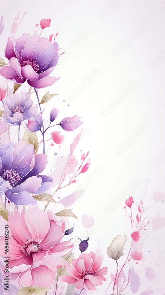 Hand drawn flower watercolor painting. Generative AI Hand drawn flower watercolor painting. Generative AI