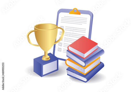 School education graduation trophy plan illustration concept