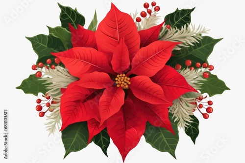 Poinsettia Flowers On Transparent Background For Christmas