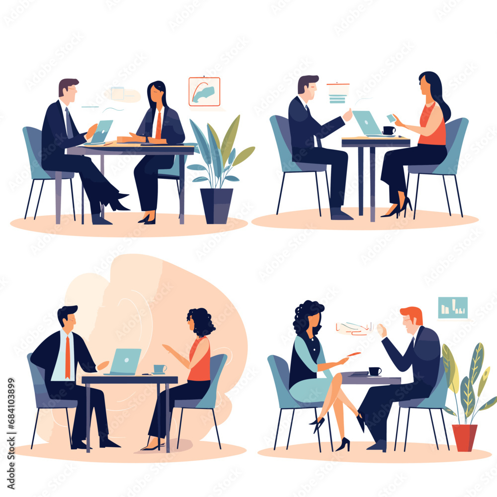 Business meeting set design illustration Business meeting set design illustration