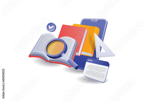 Online school education book illustration concept