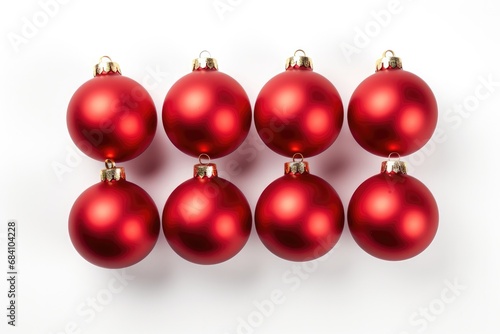 Top View Of Christmas Balls Decoration On White Background. Сoncept Abstract Nature Landscapes, Urban Street Photography, Candid Family Moments, Artistic Still Life Composition
