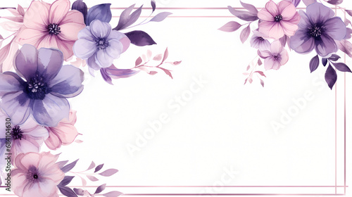 Watercolor purple flower frame
