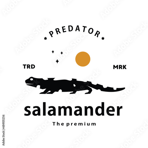 vintage retro hipster salamander logo vector outline silhouette art icon photo