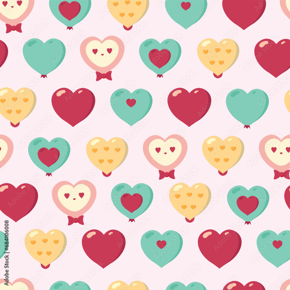 heart seamless pattern on pink background.Editable vector illustration for fabric,tile