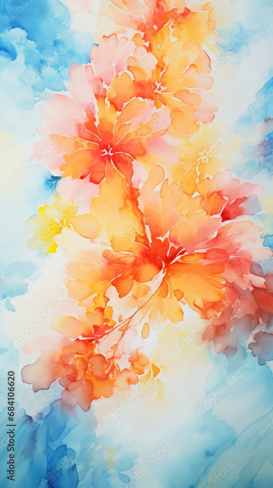 Beautiful watercolor hand crafted painting flowers with vibrant and artistic brushstrokes. Generative AI