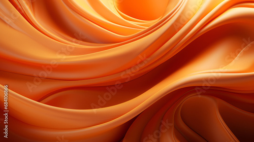 orange graphic representation of symmetrical flowing waves of material that looks like fabric