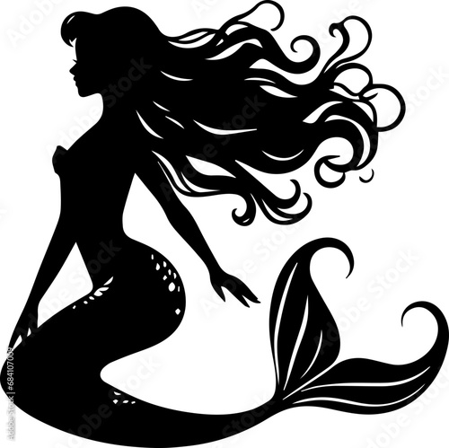 Silhouette Of A Mermaid Illustration Collection Vector EPS