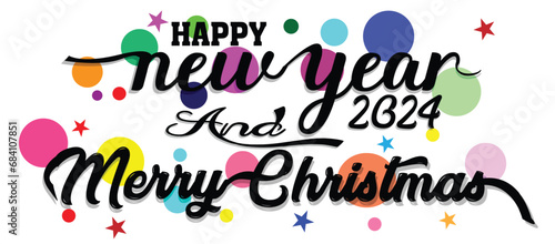 Greeting card Happy New Year 2024. Beautiful holiday web banner or billboard with Golden sparkling text Happy New Year 2024 written sparklers on festive firework and dark blue background