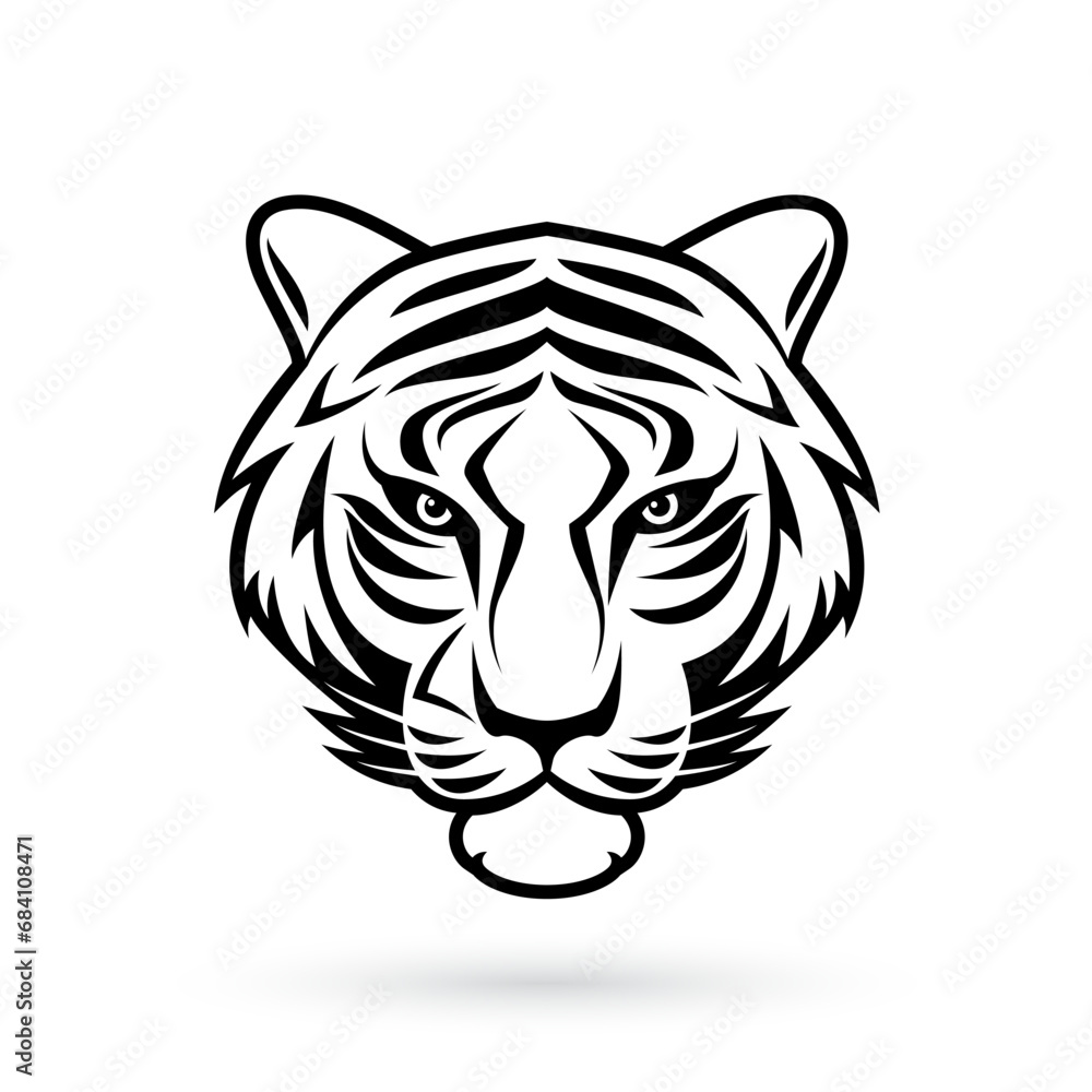 Obraz na plátně A Tiger head logo, in the style of black and white art