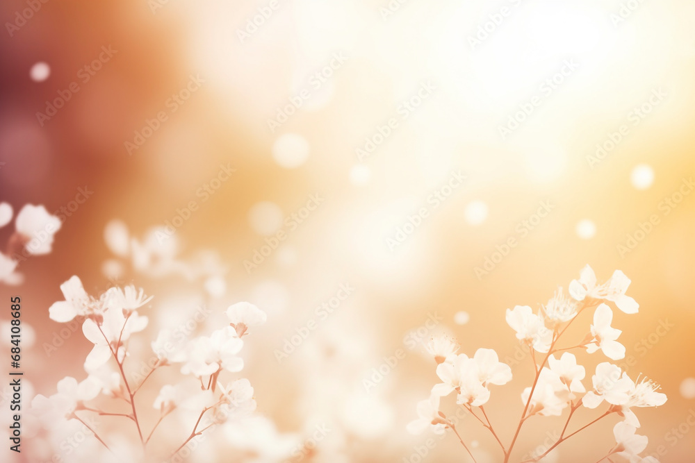 Fototapeta premium Abstract floral background of pink flowers in pastel colors in a soft style for spring or summer. Banner background with copy space.