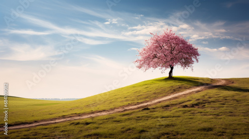 cherry tree on the hill_lonely_spring_wallpaper_9