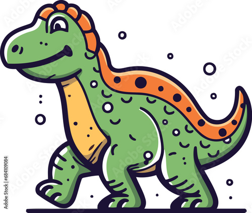 Cute cartoon dinosaur isolated on a white background vector illustration