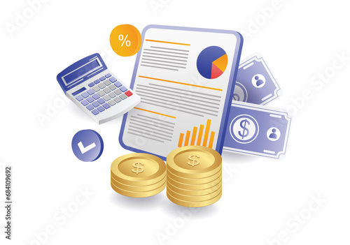 Infographic concept of financial data analysis of business results