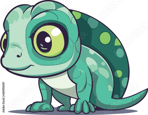 Cute cartoon chameleon isolated on white background vector illustration