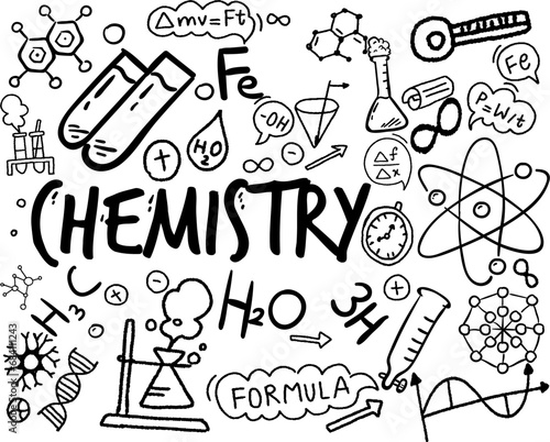 Hand Drawn Chemistry Doodle Icons Set