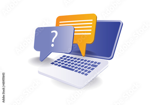 Illustration concept of chatting with a laptop for online social media