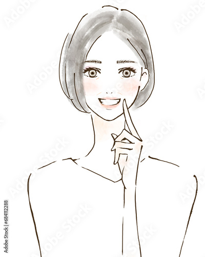 ほうれい線　美容医療にポジティブな高齢女性のイラスト