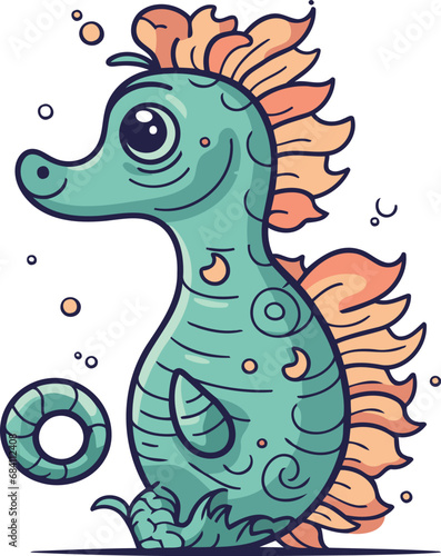 Cartoon seahorse vector illustration of a sea horse