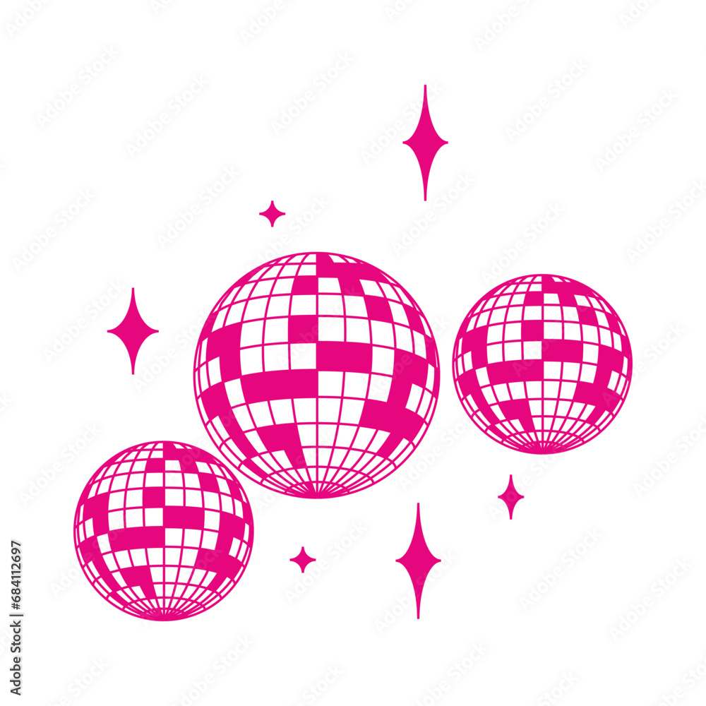 Illustration of disco ball. Pink disco ball Illustration of disco ball. Pink disco ball