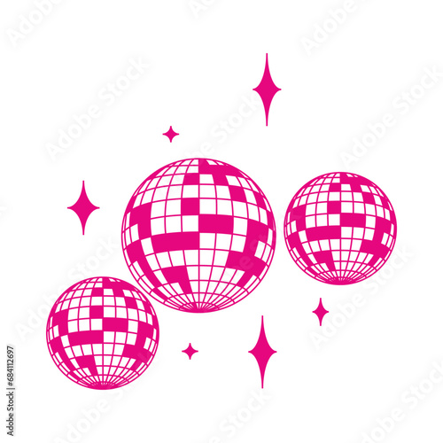 Illustration of disco ball. Pink disco ball