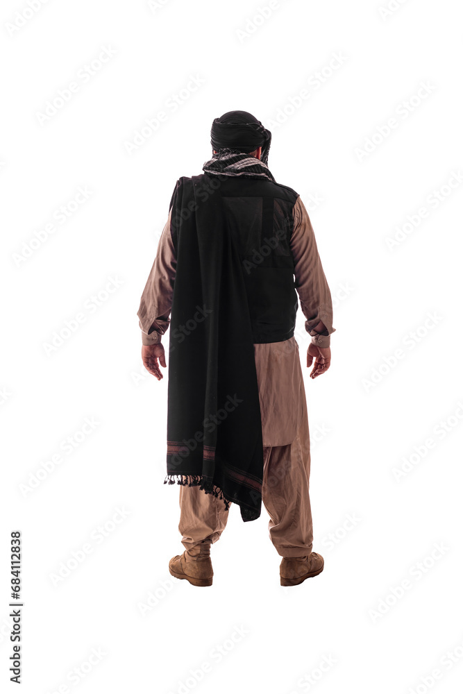 man in military outfit warrior PMC on a white background man in military outfit warrior PMC on a white background