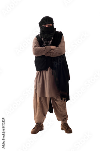 Canvas Print man in military outfit warrior PMC on a white background