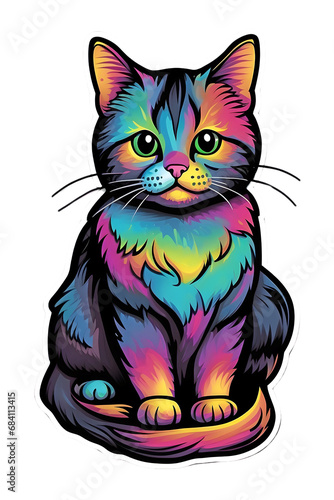 Adorable Multicolor Munchkin Cat Sticker Clipart Shirt Illustration Transparent PNG Generative AI