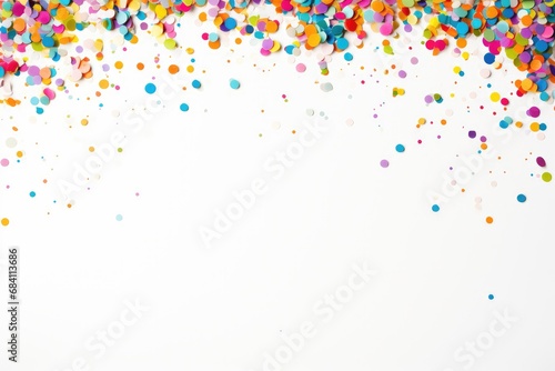 Coloured confetti frame copyspace, white background