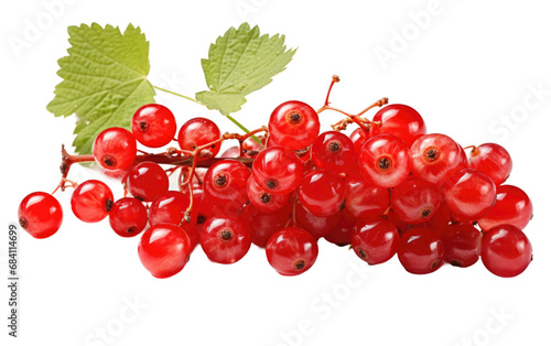A Realistic Image Celebrating the Juicy Freshness and Vibrant Color of Ripe Red Currants on White or PNG Tarnsparent Background photo
