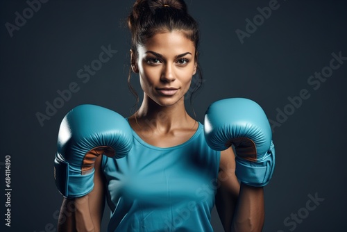 boxer with boxing gloves portrait photo