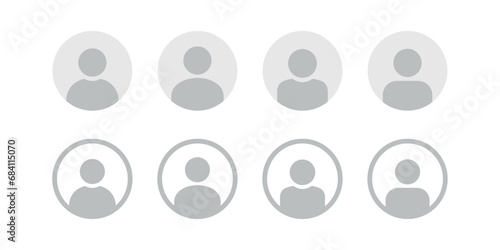 Vector flat illustration in grayscale. Avatar, user profile, person icon, gender neutral silhouette, profile picture. Suitable for social media profiles, icons, and screensavers. photo