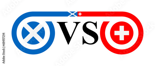 concept between scotland vs switzerland. vector illustration isolated on white background