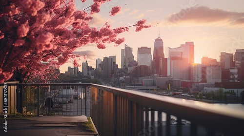 Spring cityscape, the Concept of a beautiful, Clean urban environment. Image for Magazines, Banners.