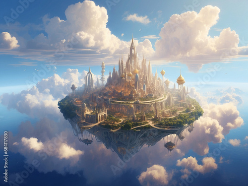 floating island and castle - dream landscape. photo