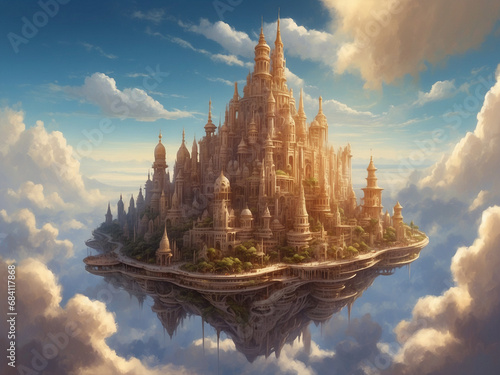 floating island and castle - dream landscape. © spotlightstudio