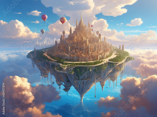 floating island and castle - dream landscape.