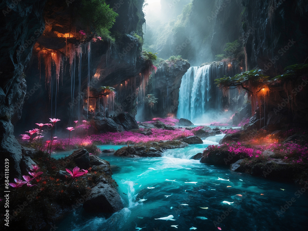 magical dark forest - fantasy dream land, generative ai