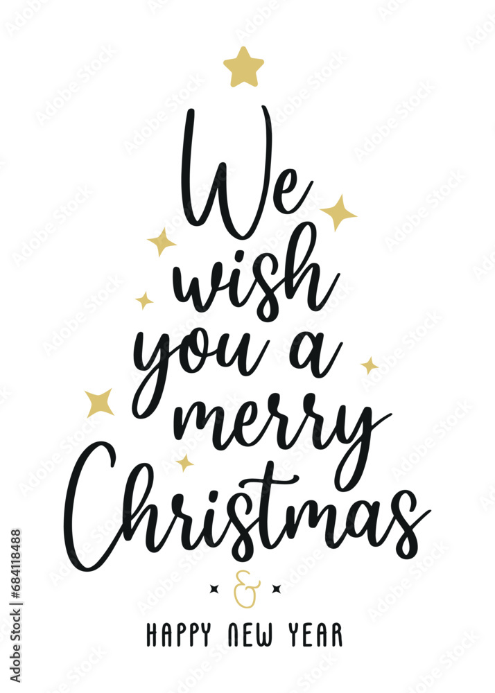 Merry Christmas and Happy New Year text design in gold and black colors Merry Christmas and Happy New Year text design in gold and black colors