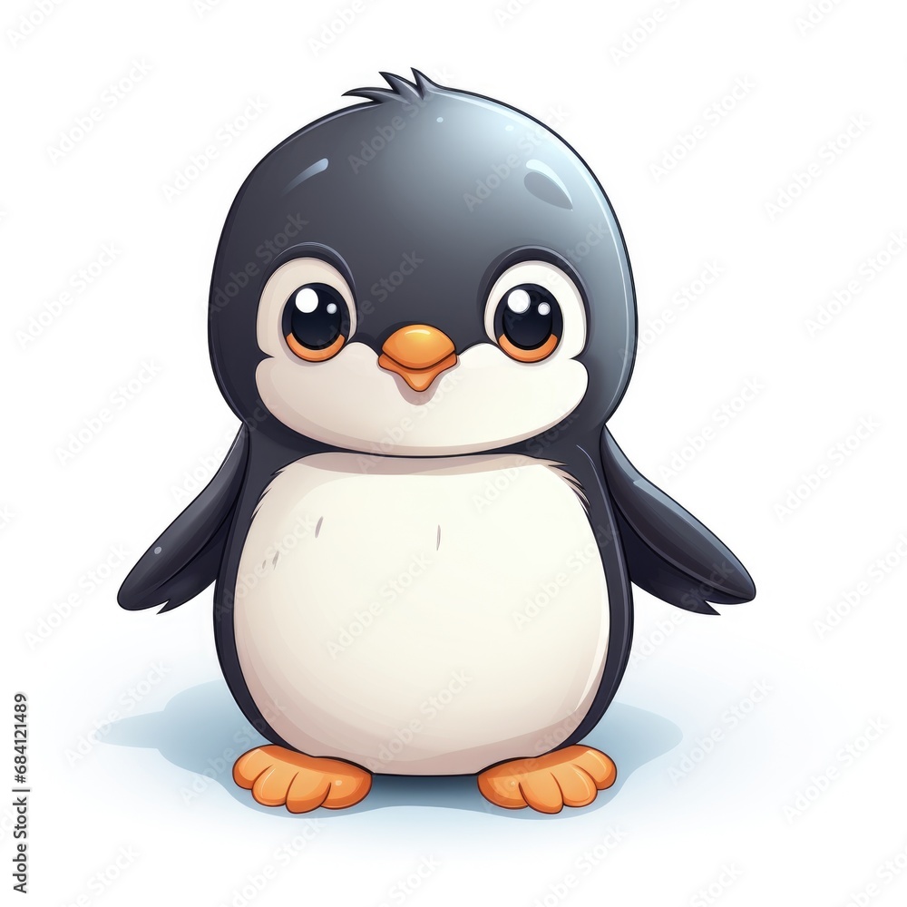 Cute cartoon 3d character penguin on white background Cute cartoon 3d character penguin on white background