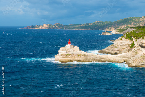 The madonetta lighthouse of Bonifacio, Corsica France. photo