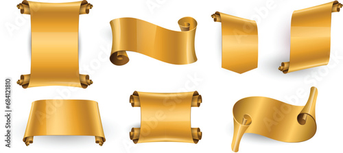 Realistic gold Glossy scrolls for your design project. Vector illustration