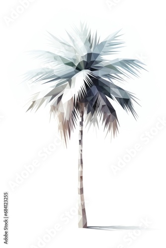 Beautiful low poly palm on white background. Abstract botanical © dashtik