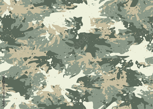 Grunge camouflage texture seamless pattern. Abstract modern endless military camo background for fabric and fashion textile print. Vector illustration.