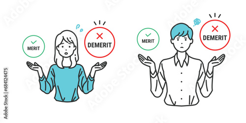 メリットとデメリットの天秤 - 意思決定をしている人
