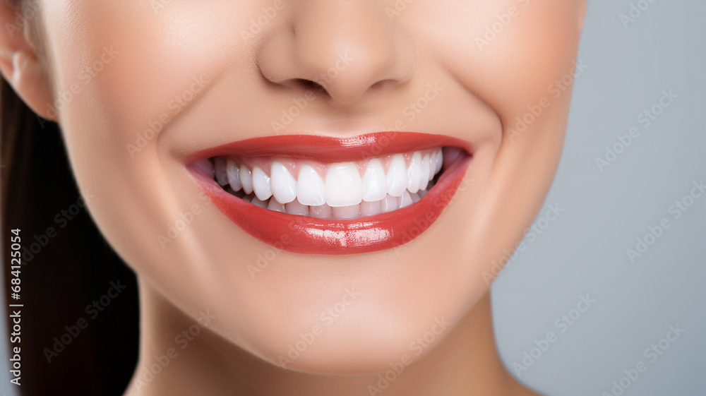 a beautiful middle aged model woman smiling with clean teeth. used for a dental ad. isolated on white background a beautiful middle aged model woman smiling with clean teeth. used for a dental ad. isolated on white background